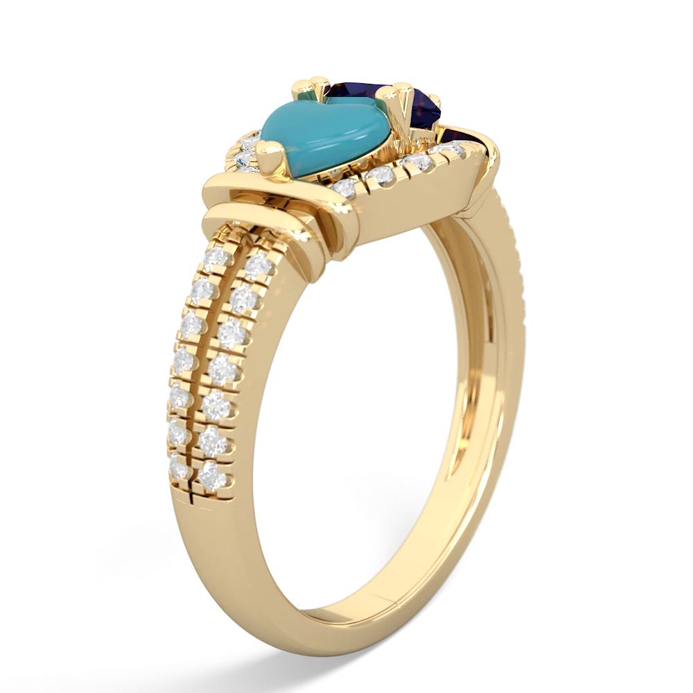 Turquoise Art-Deco Keepsake 14K Yellow Gold ring R5630