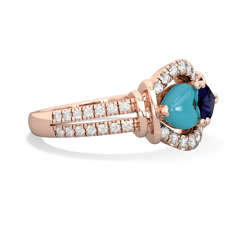 Turquoise Art-Deco Keepsake 14K Rose Gold ring R5630