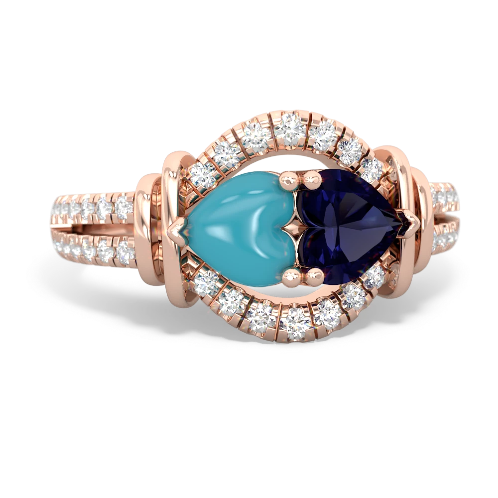 Turquoise Art-Deco Keepsake 14K Rose Gold ring R5630