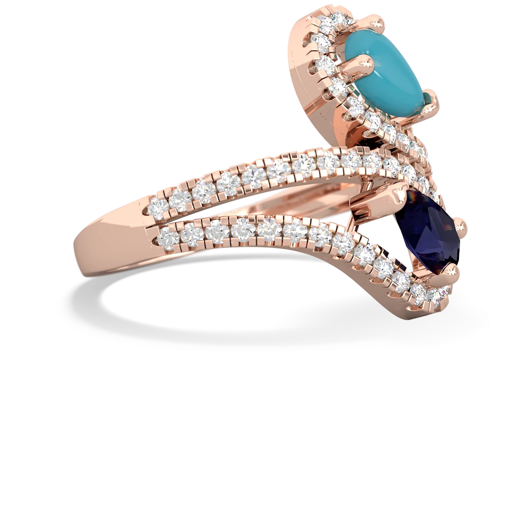 Turquoise Diamond Dazzler 14K Rose Gold ring R3000