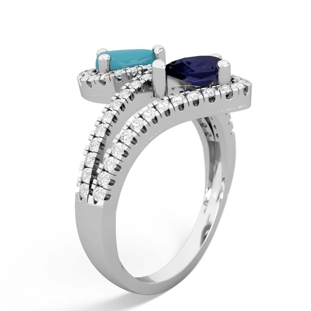 Turquoise Diamond Dazzler 14K White Gold ring R3000