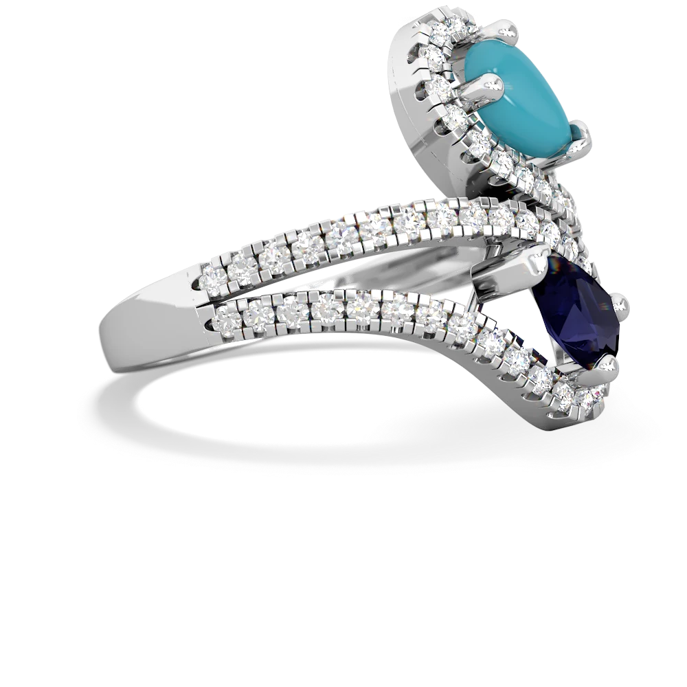 Turquoise Diamond Dazzler 14K White Gold ring R3000