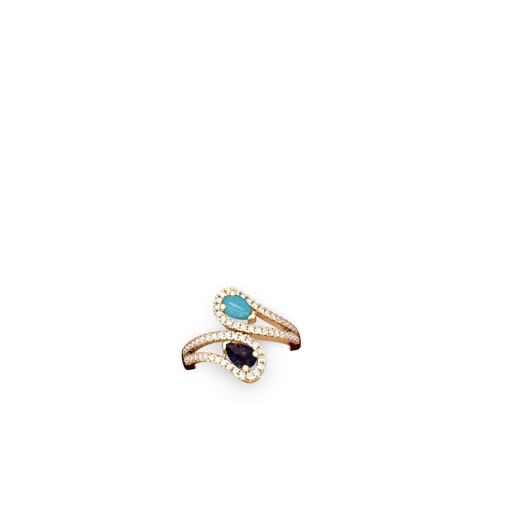 Turquoise Diamond Dazzler 14K Yellow Gold ring R3000