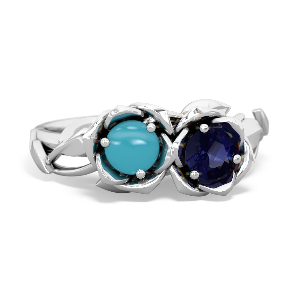 Turquoise Rose Garden 14K White Gold ring R5510