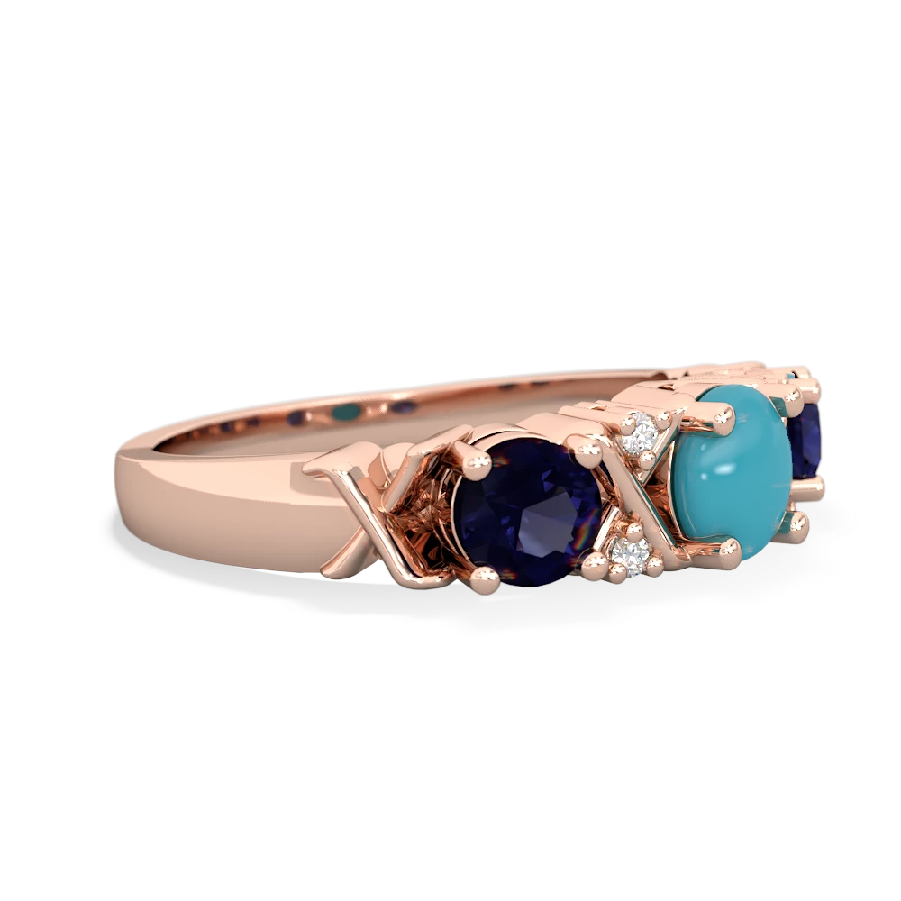 Turquoise Hugs And Kisses 14K Rose Gold ring R5016