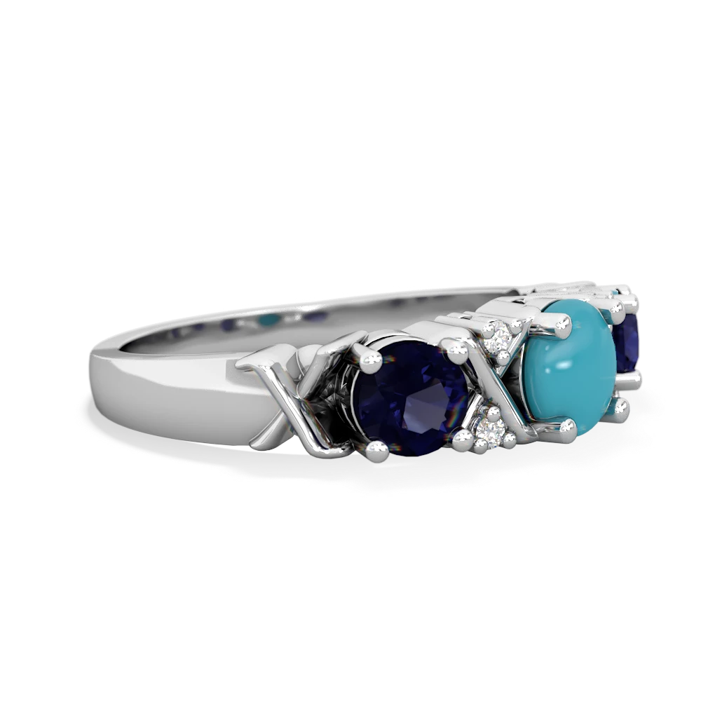 Turquoise Hugs And Kisses 14K White Gold ring R5016