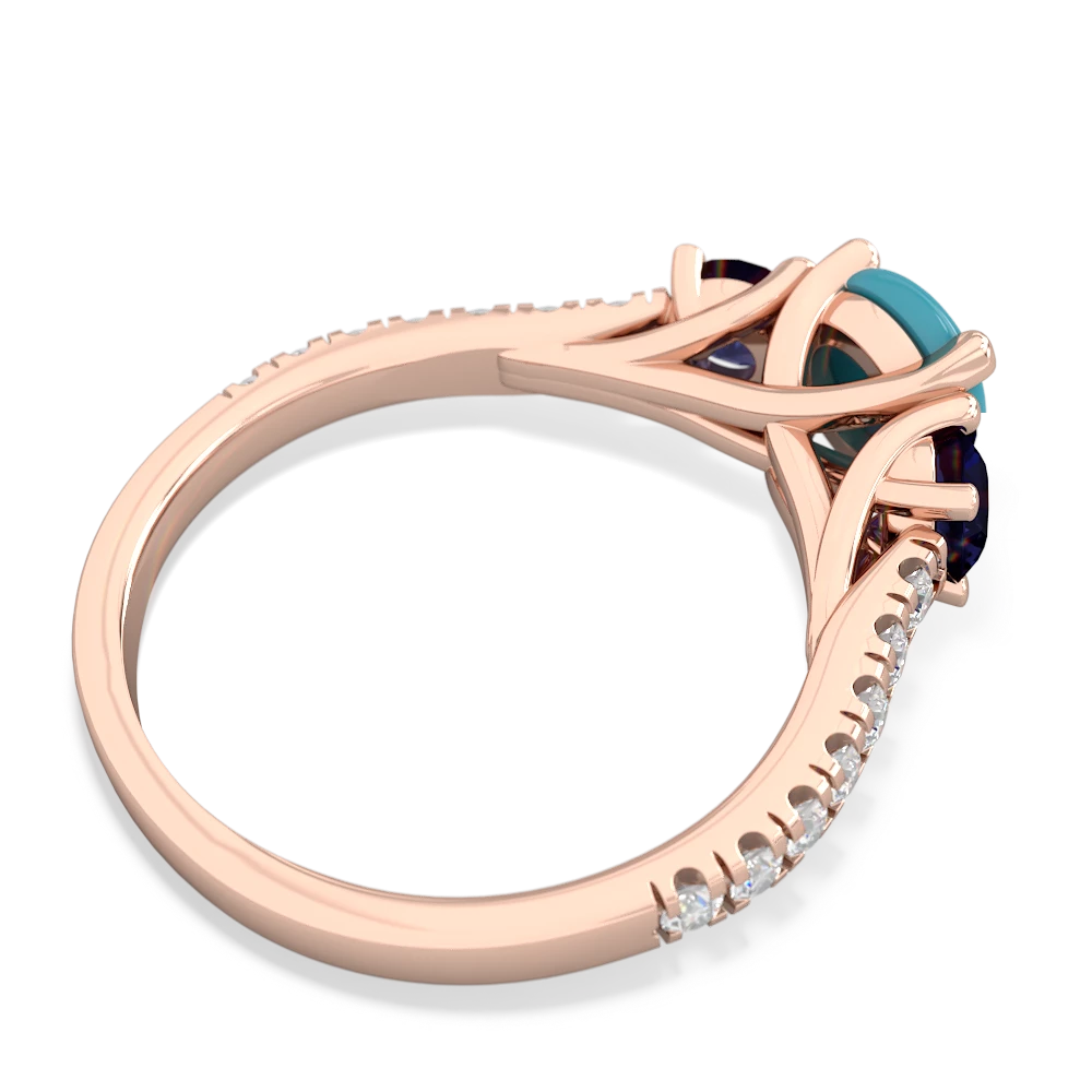 Turquoise Pave Trellis 14K Rose Gold ring R5500