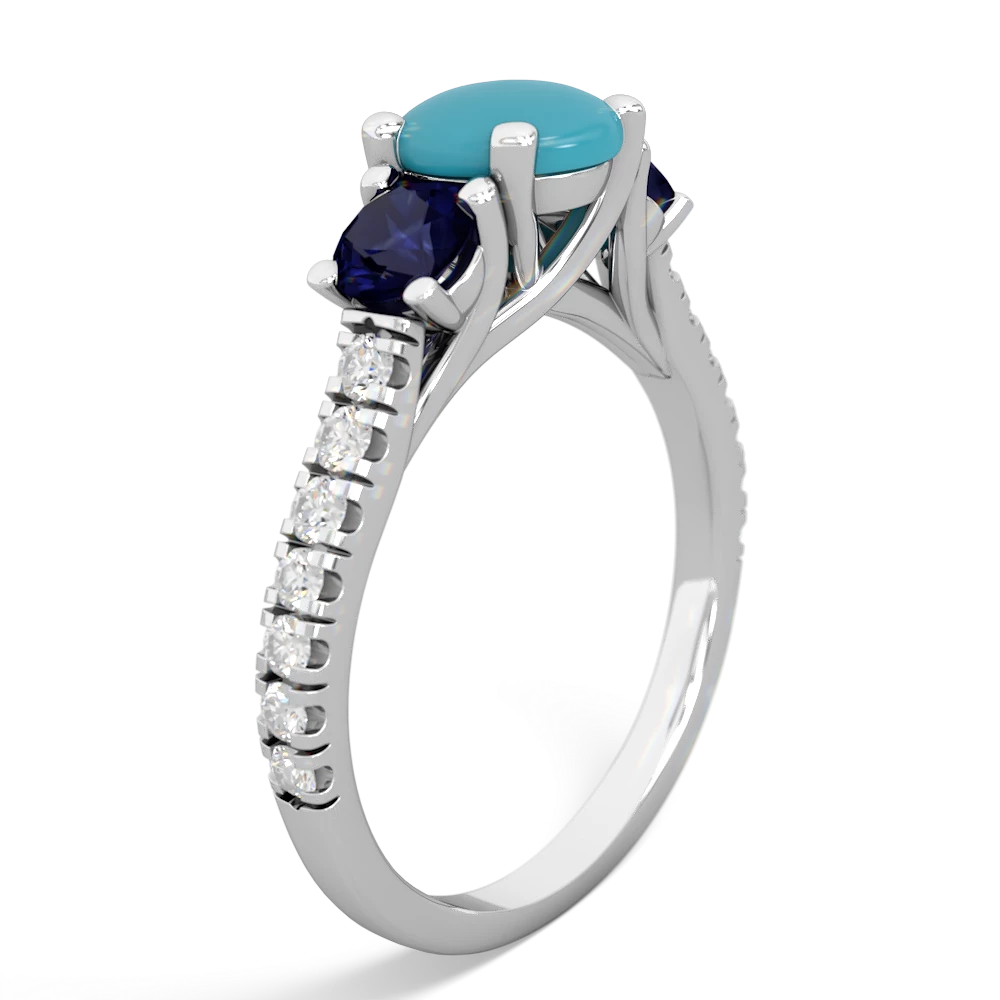 Turquoise Pave Trellis 14K White Gold ring R5500