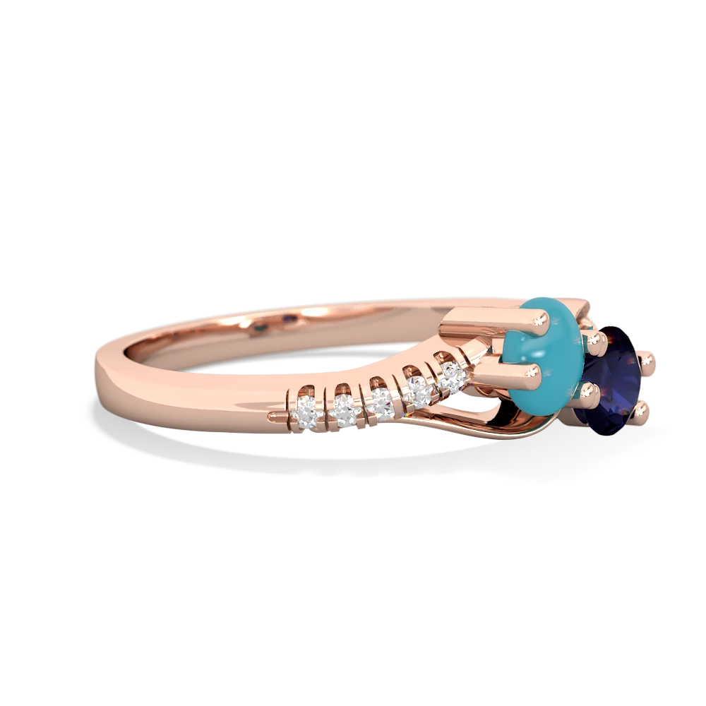 Turquoise Infinity Pave Two Stone 14K Rose Gold ring R5285