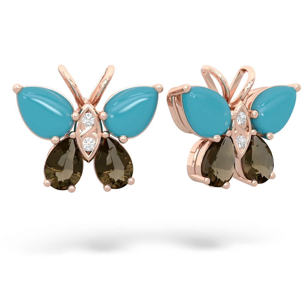 Turquoise Butterfly 14K Rose Gold earrings E2215