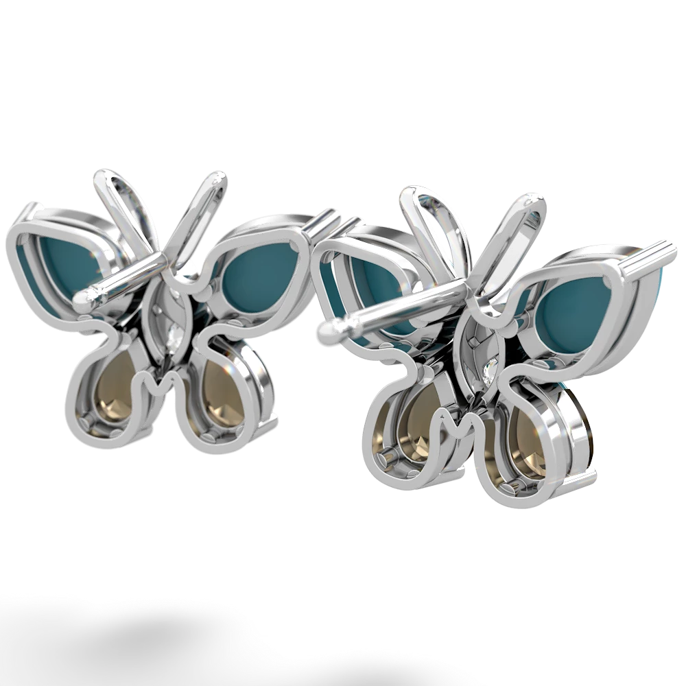 Turquoise Butterfly 14K White Gold earrings E2215