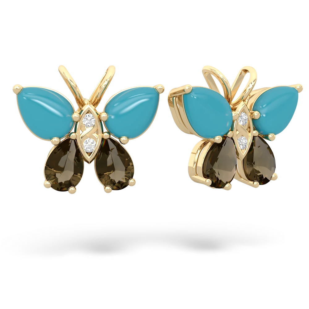 Turquoise Butterfly 14K Yellow Gold earrings E2215