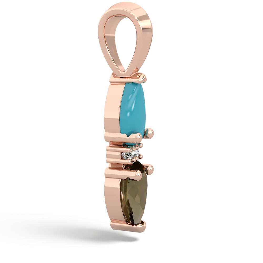 Turquoise Bowtie Drop 14K Rose Gold pendant P0865