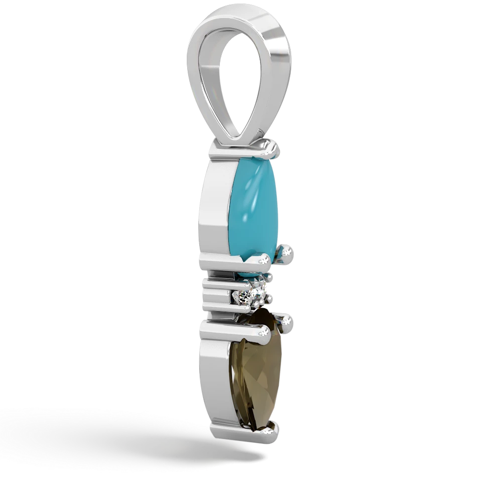 Turquoise Bowtie Drop 14K White Gold pendant P0865