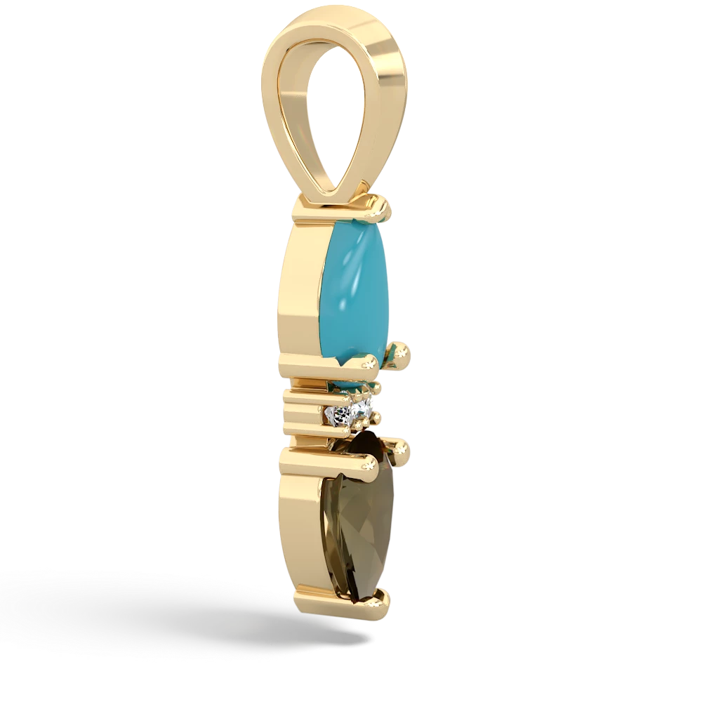 Turquoise Bowtie Drop 14K Yellow Gold pendant P0865