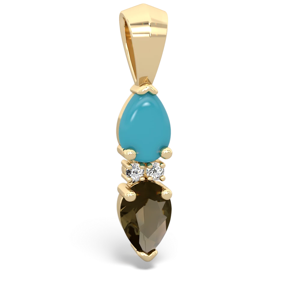 Turquoise Bowtie Drop 14K Yellow Gold pendant P0865