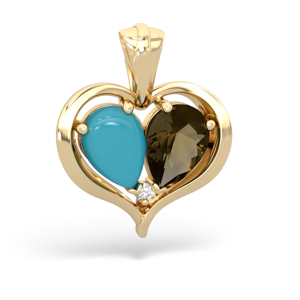 Turquoise Two Become One 14K Yellow Gold pendant P5330