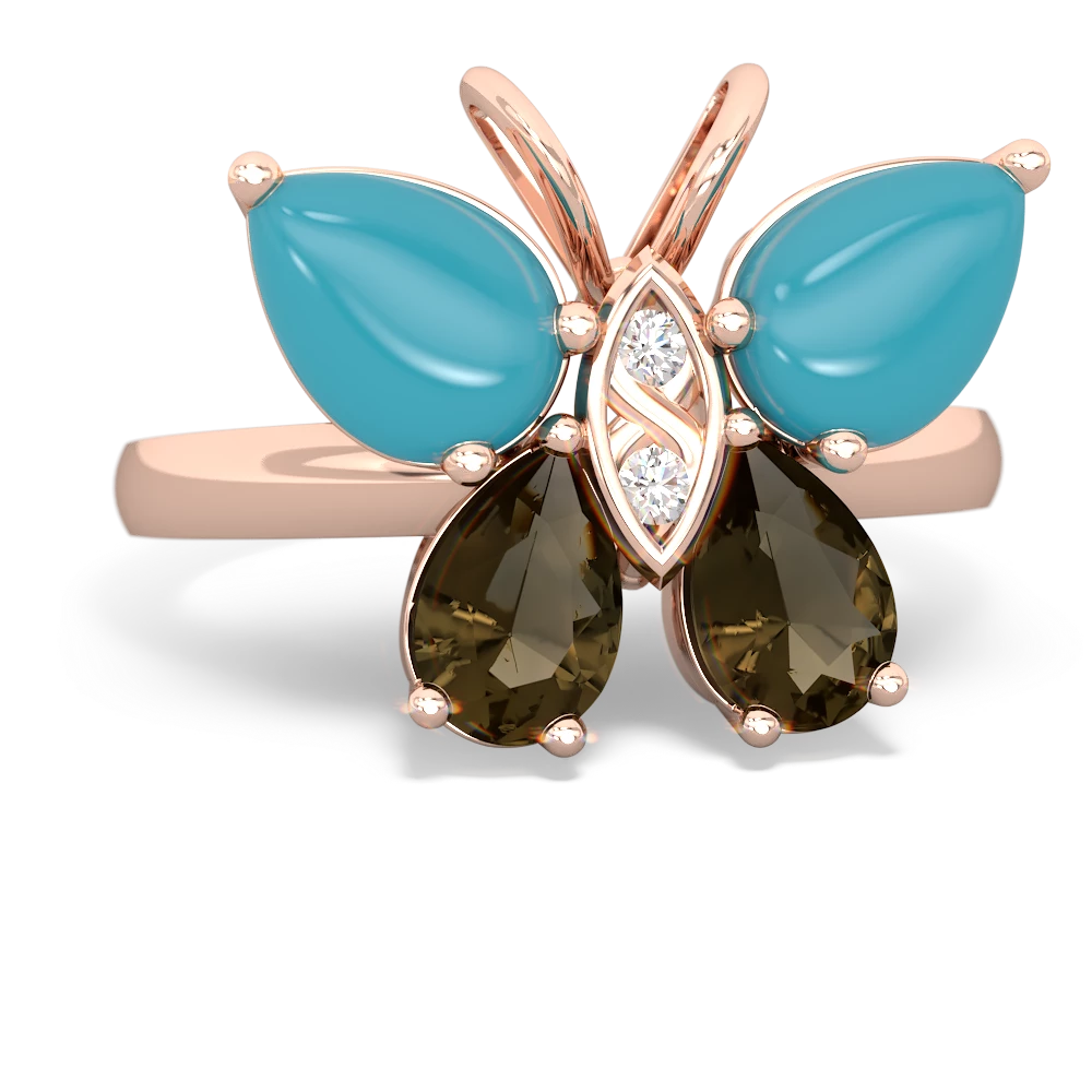 Turquoise Butterfly 14K Rose Gold ring R2215