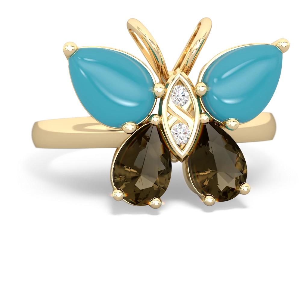 Turquoise Butterfly 14K Yellow Gold ring R2215