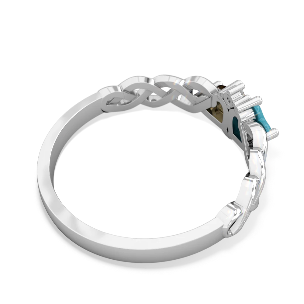 Turquoise Heart To Heart Braid 14K White Gold ring R5870