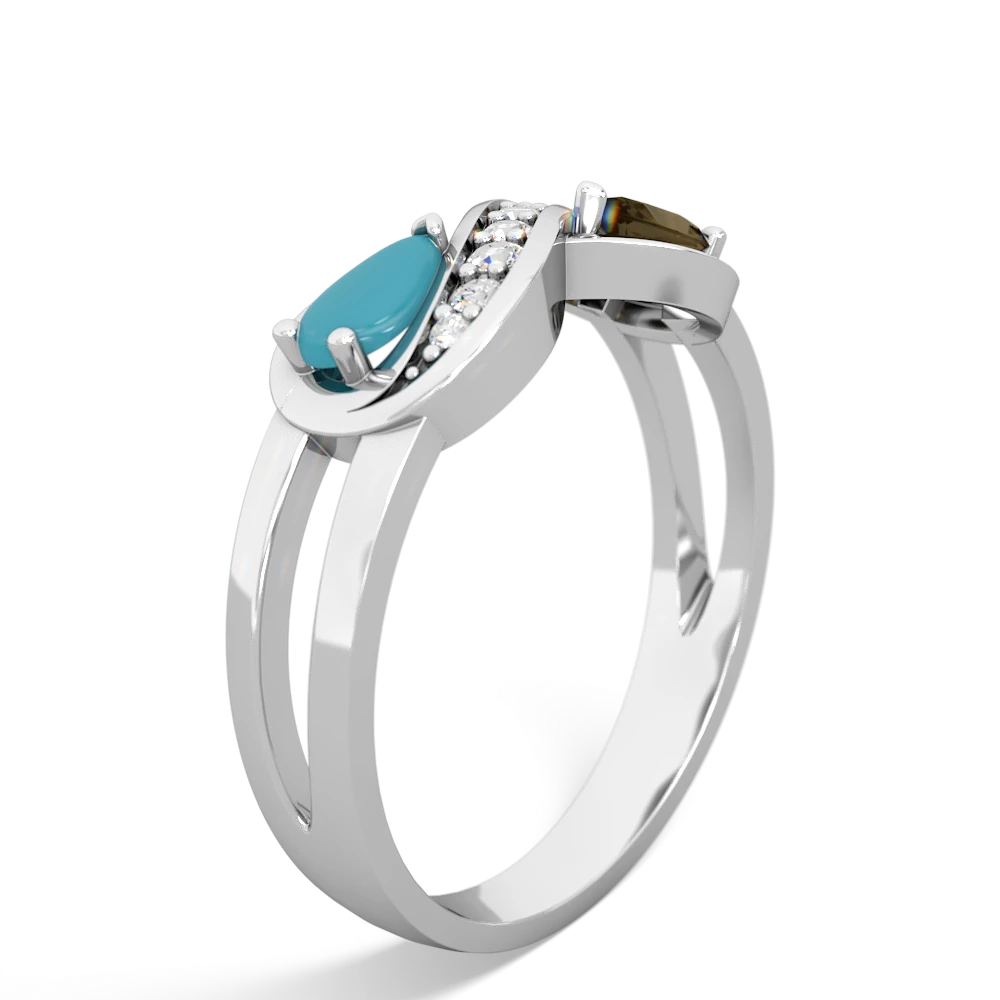 Turquoise Diamond Infinity 14K White Gold ring R5390