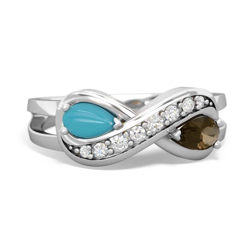 Turquoise Diamond Infinity 14K White Gold ring R5390