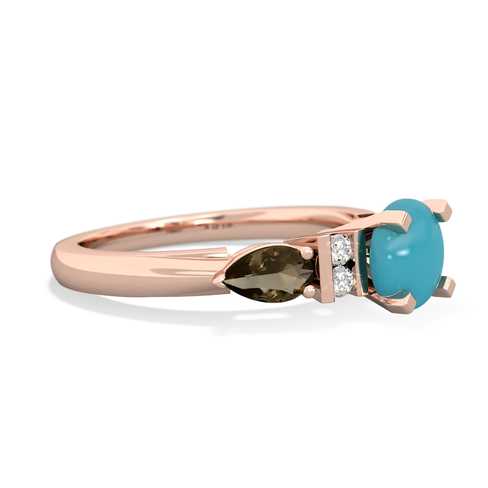 Turquoise 6Mm Round Eternal Embrace Engagement 14K Rose Gold ring R2005