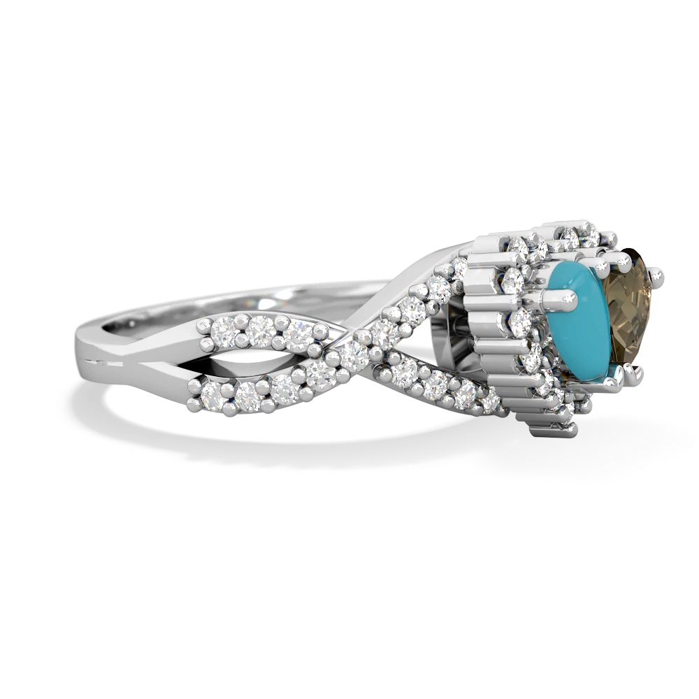 Turquoise Diamond Twist 'One Heart' 14K White Gold ring R2640HRT