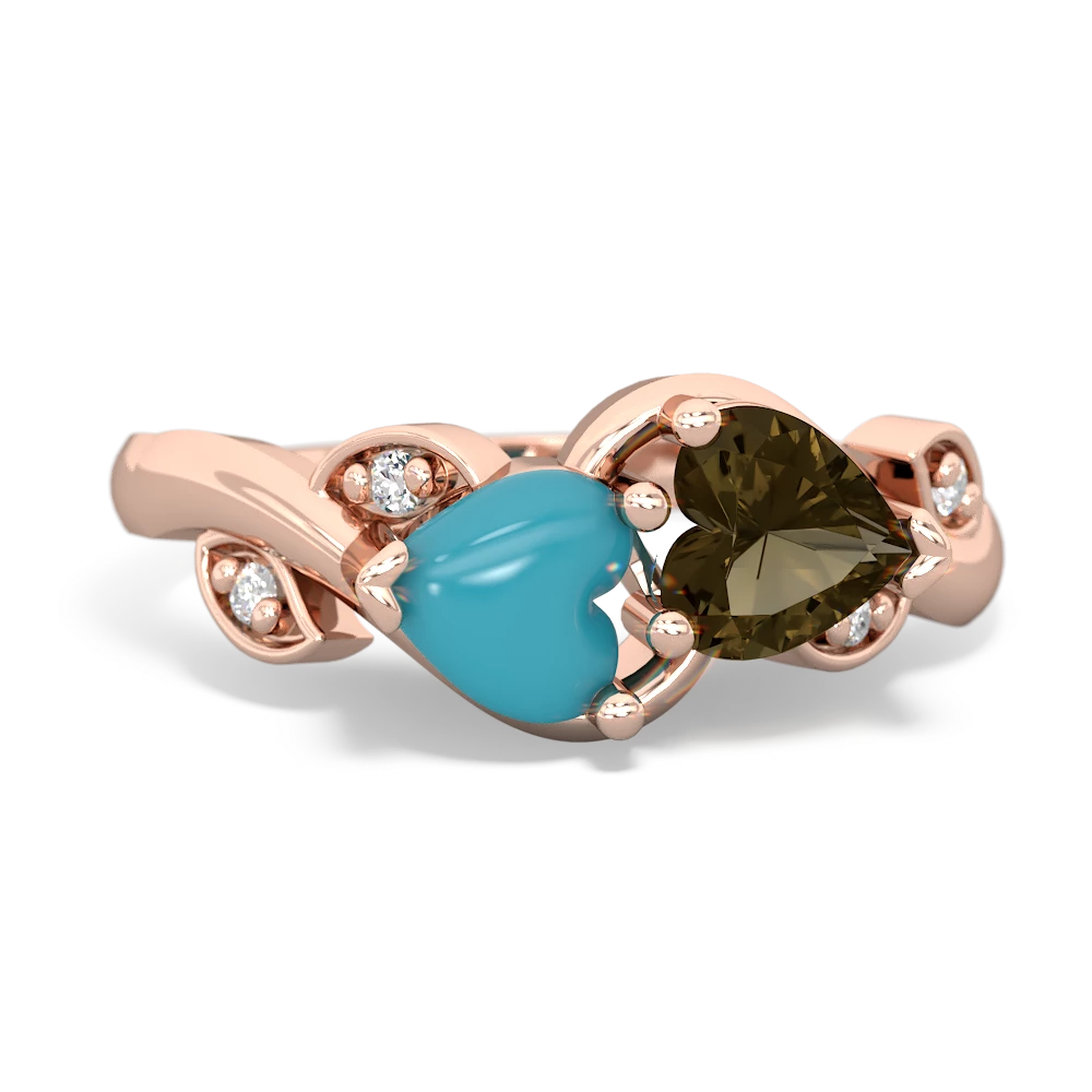 Turquoise Floral Elegance 14K Rose Gold ring R5790