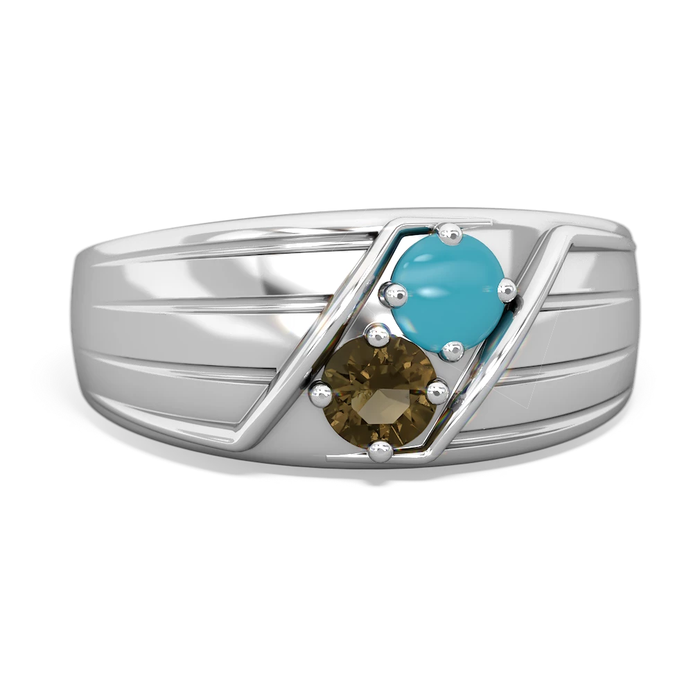 Turquoise Men's Streamline 14K White Gold ring R0460