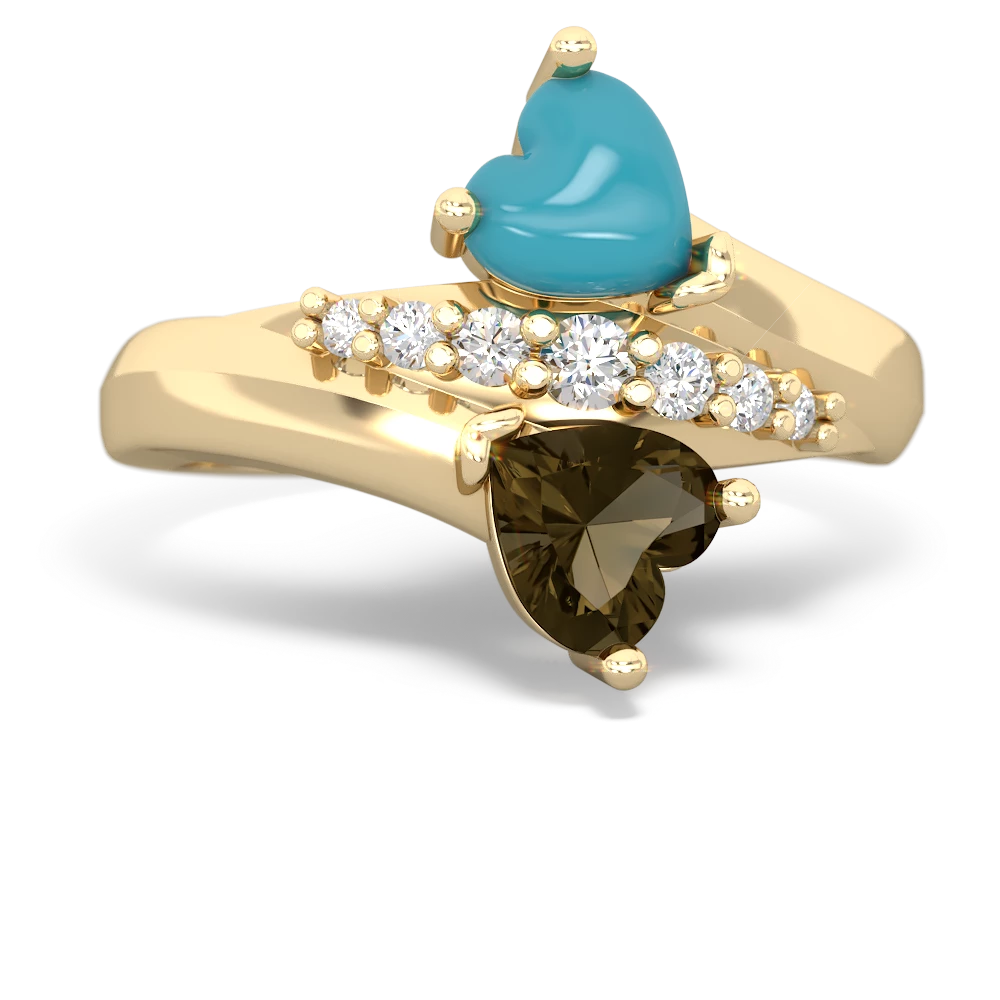 Turquoise Heart To Heart 14K Yellow Gold ring R2064