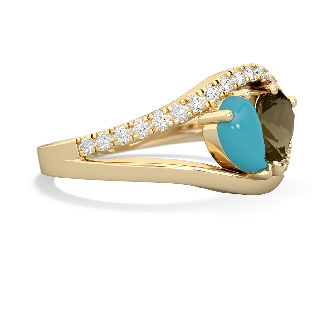 Turquoise Nestled Heart Keepsake 14K Yellow Gold ring R5650