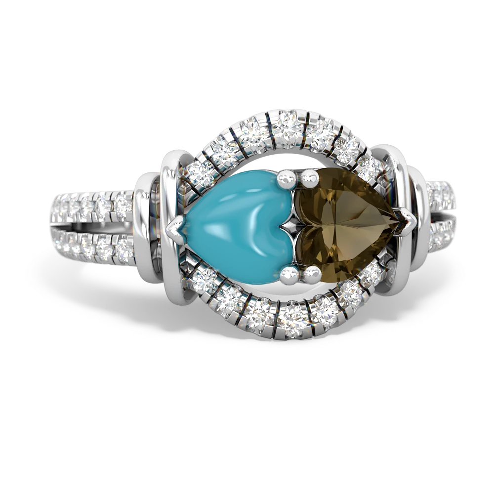 Turquoise Art-Deco Keepsake 14K White Gold ring R5630