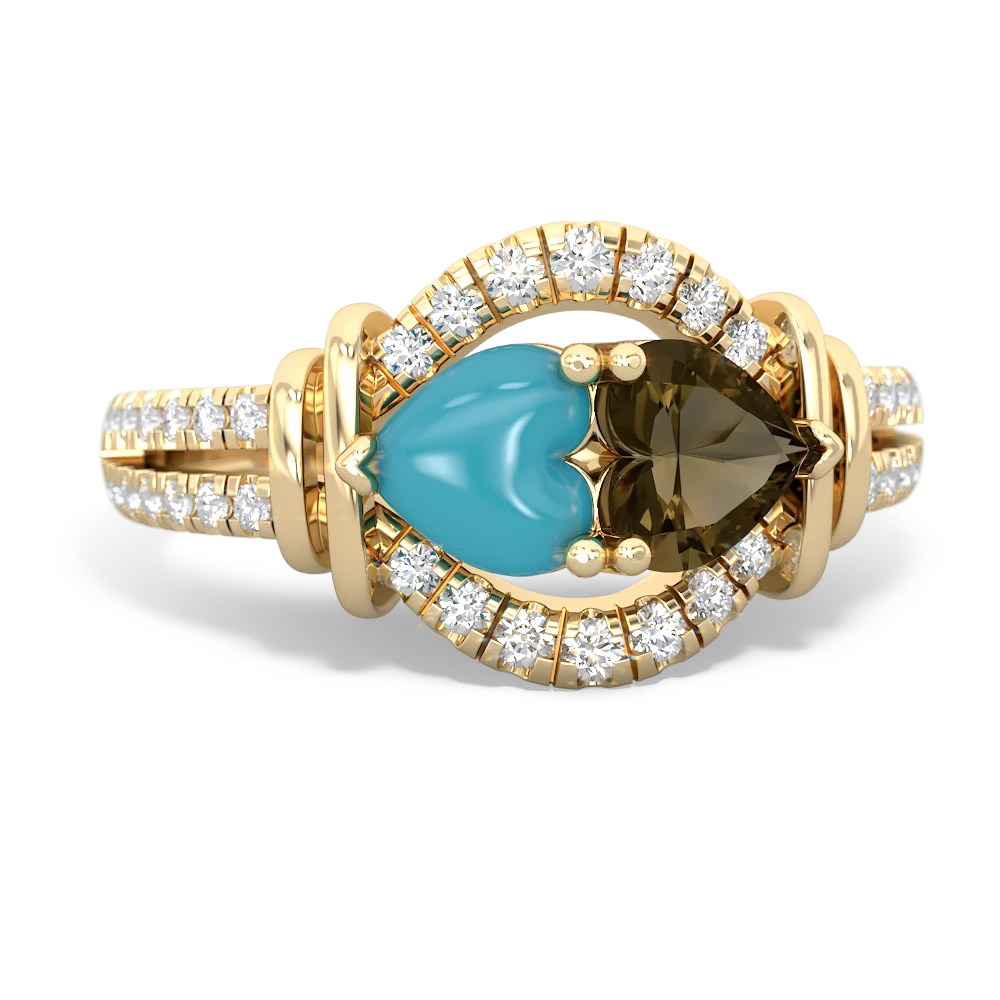 Turquoise Art-Deco Keepsake 14K Yellow Gold ring R5630