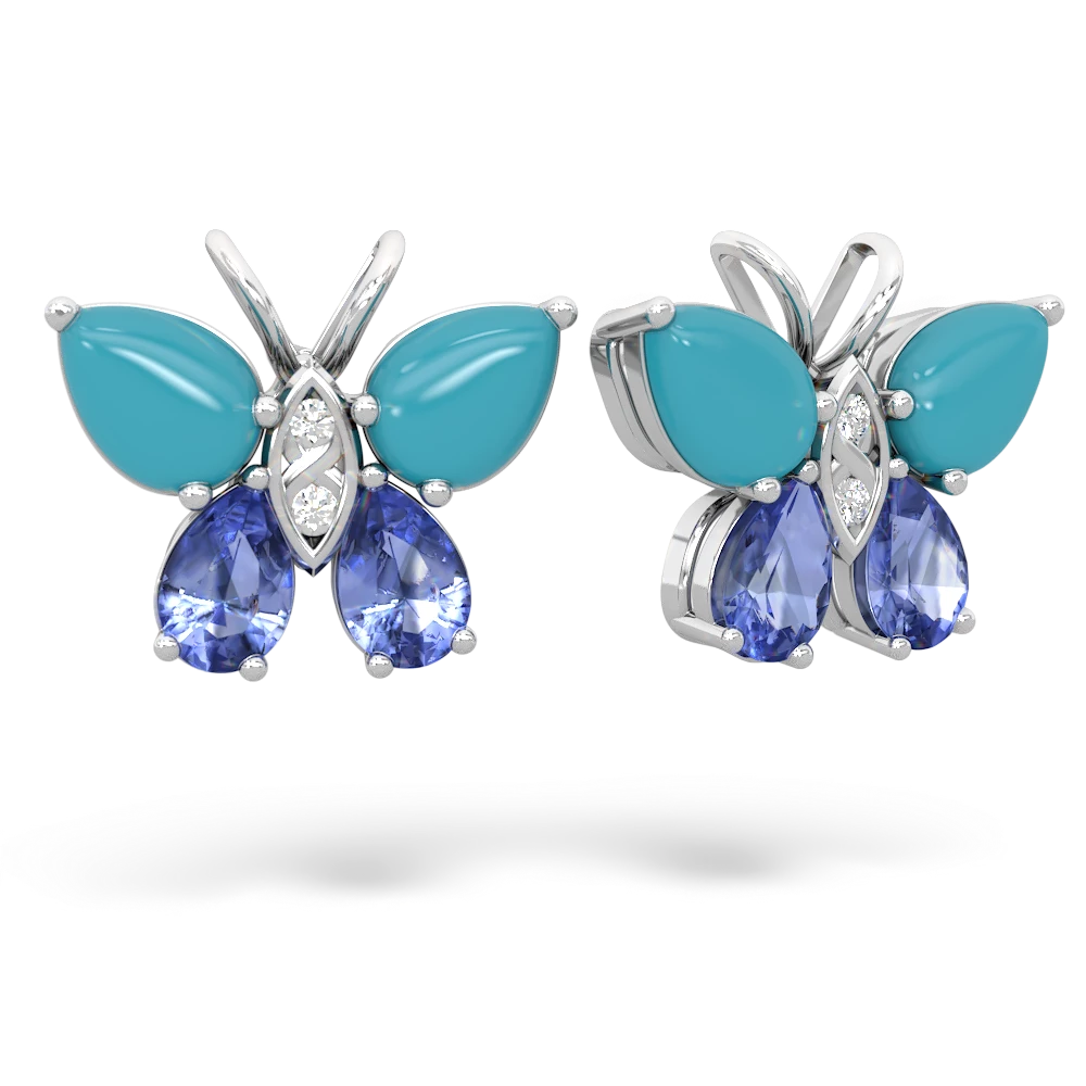 Turquoise Butterfly 14K White Gold earrings E2215