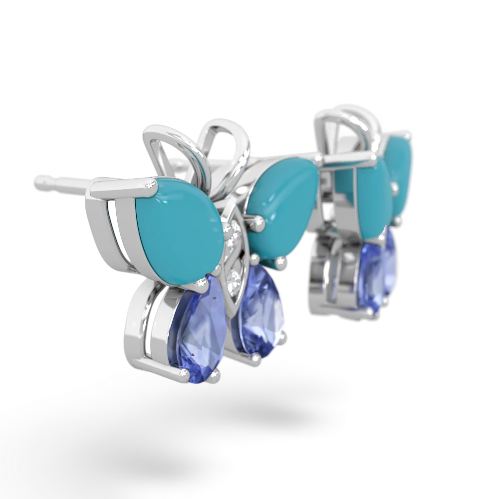 Turquoise Butterfly 14K White Gold earrings E2215