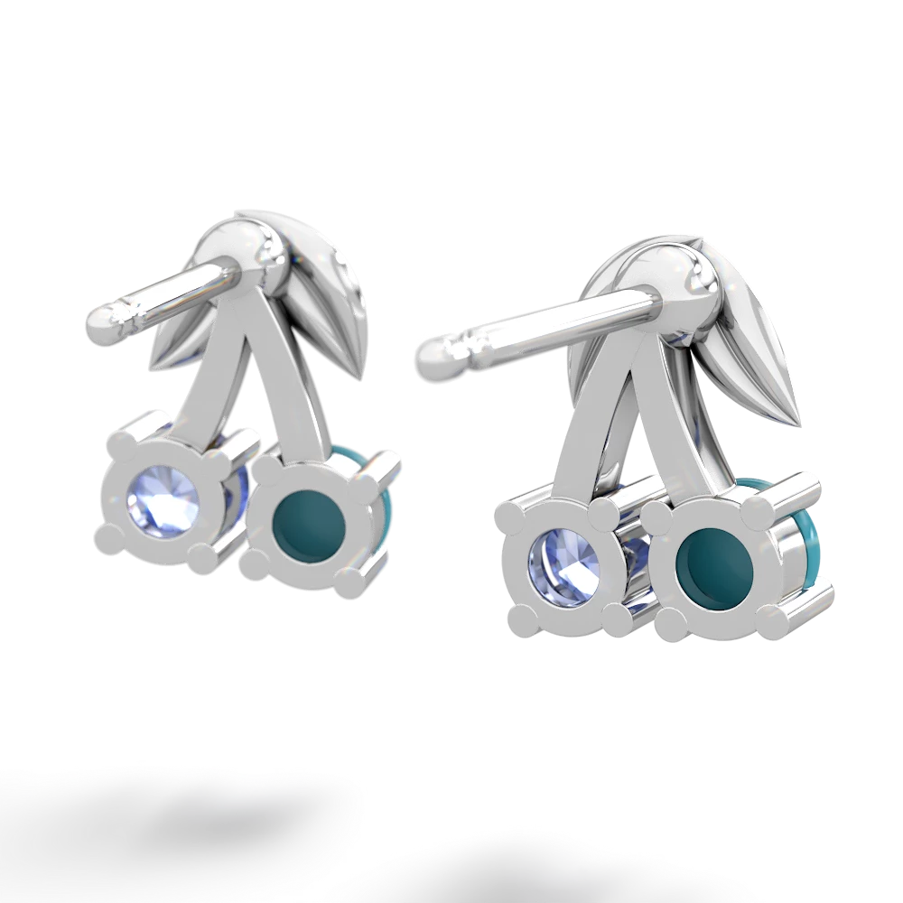 Turquoise Sweet Cherries 14K White Gold earrings E7001