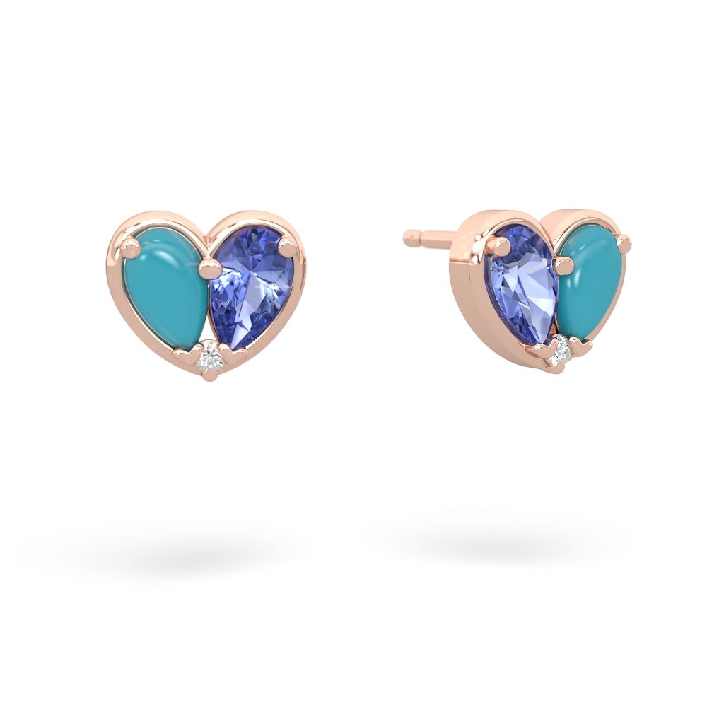 Turquoise 'Our Heart' 14K Rose Gold earrings E5072