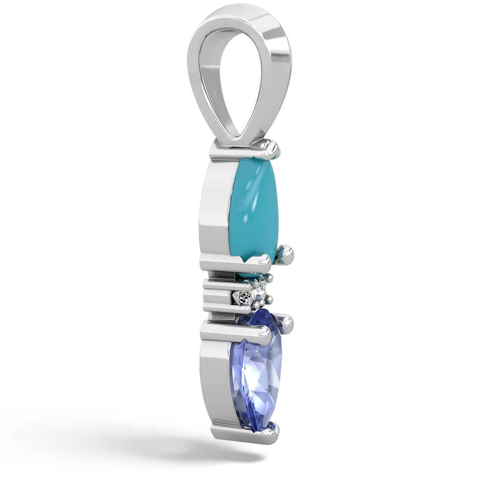 Turquoise Bowtie Drop 14K White Gold pendant P0865