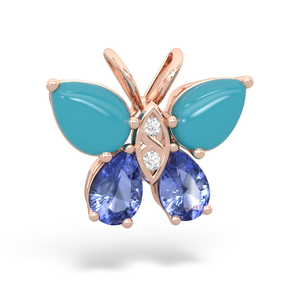 Turquoise Butterfly 14K Rose Gold pendant P2215