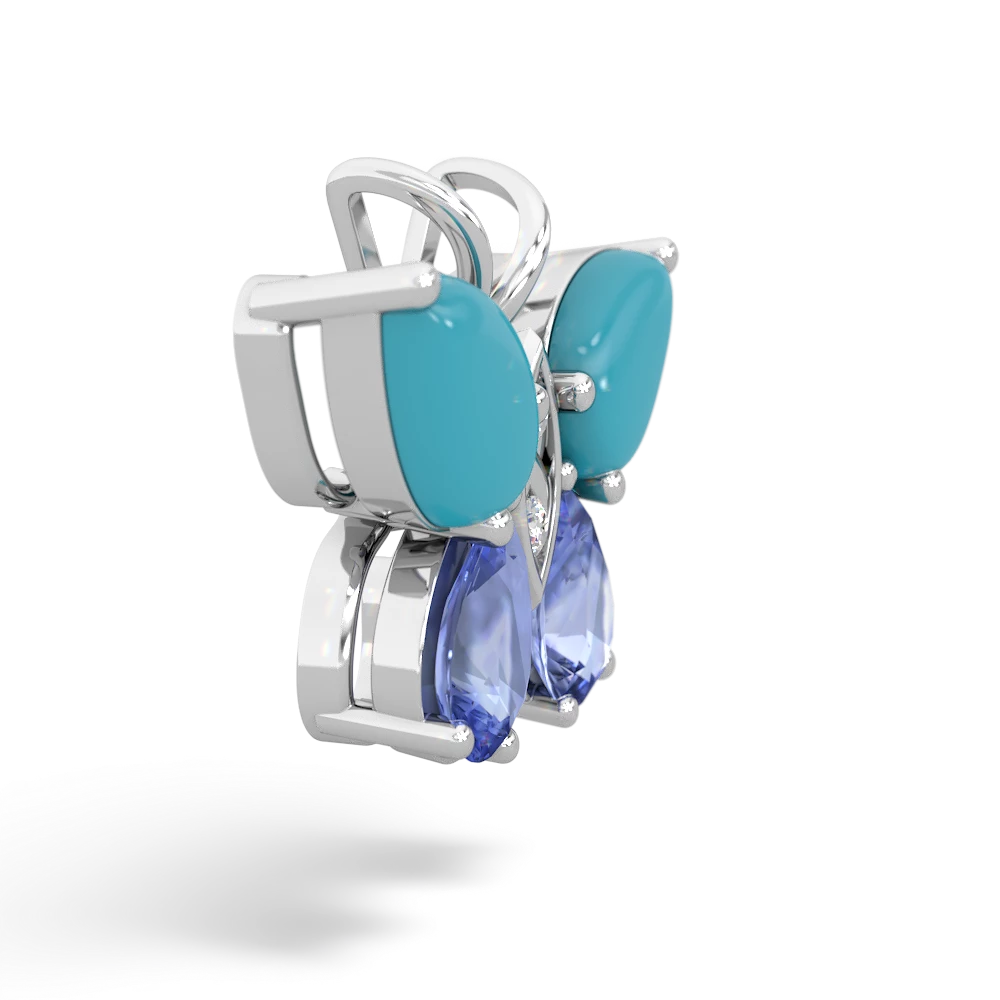 Turquoise Butterfly 14K White Gold pendant P2215