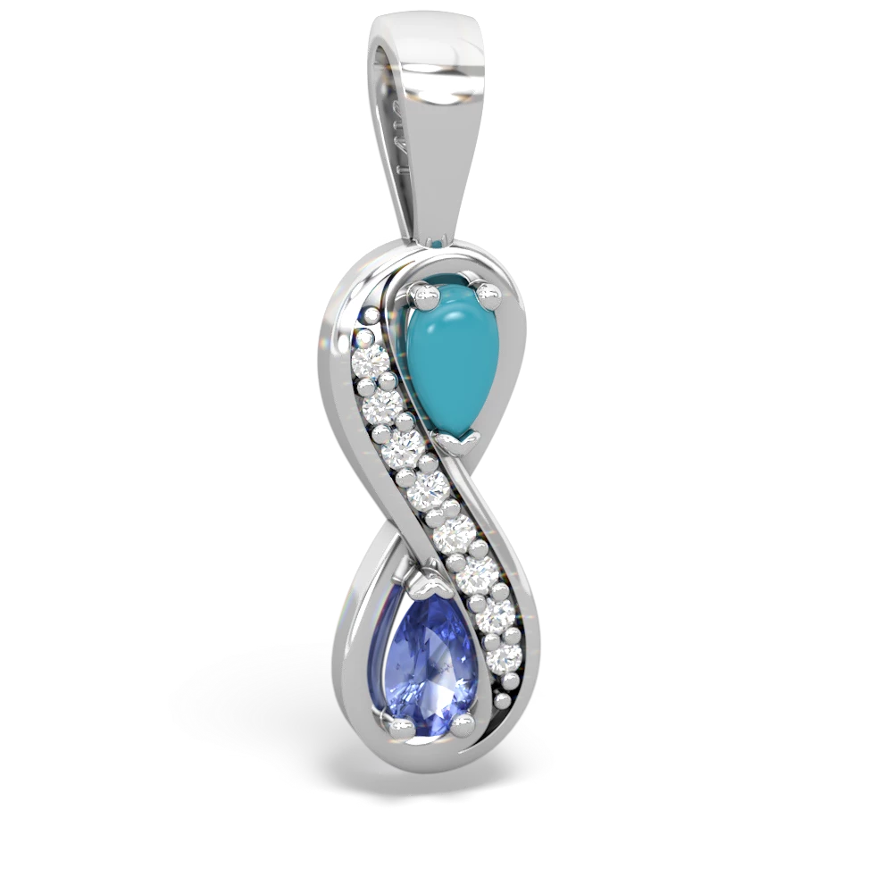 Turquoise Diamond Infinity 14K White Gold pendant P5390