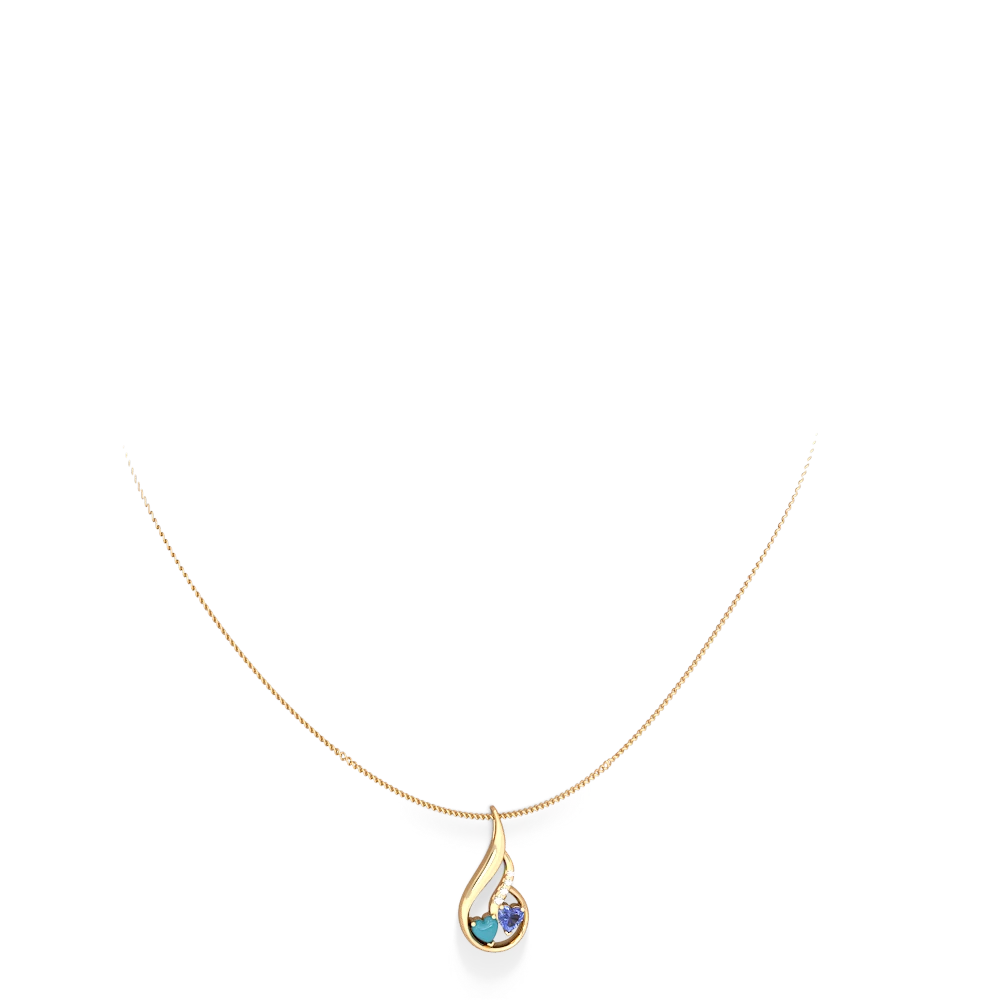 Turquoise Keepsake Curves 14K Yellow Gold pendant P5450