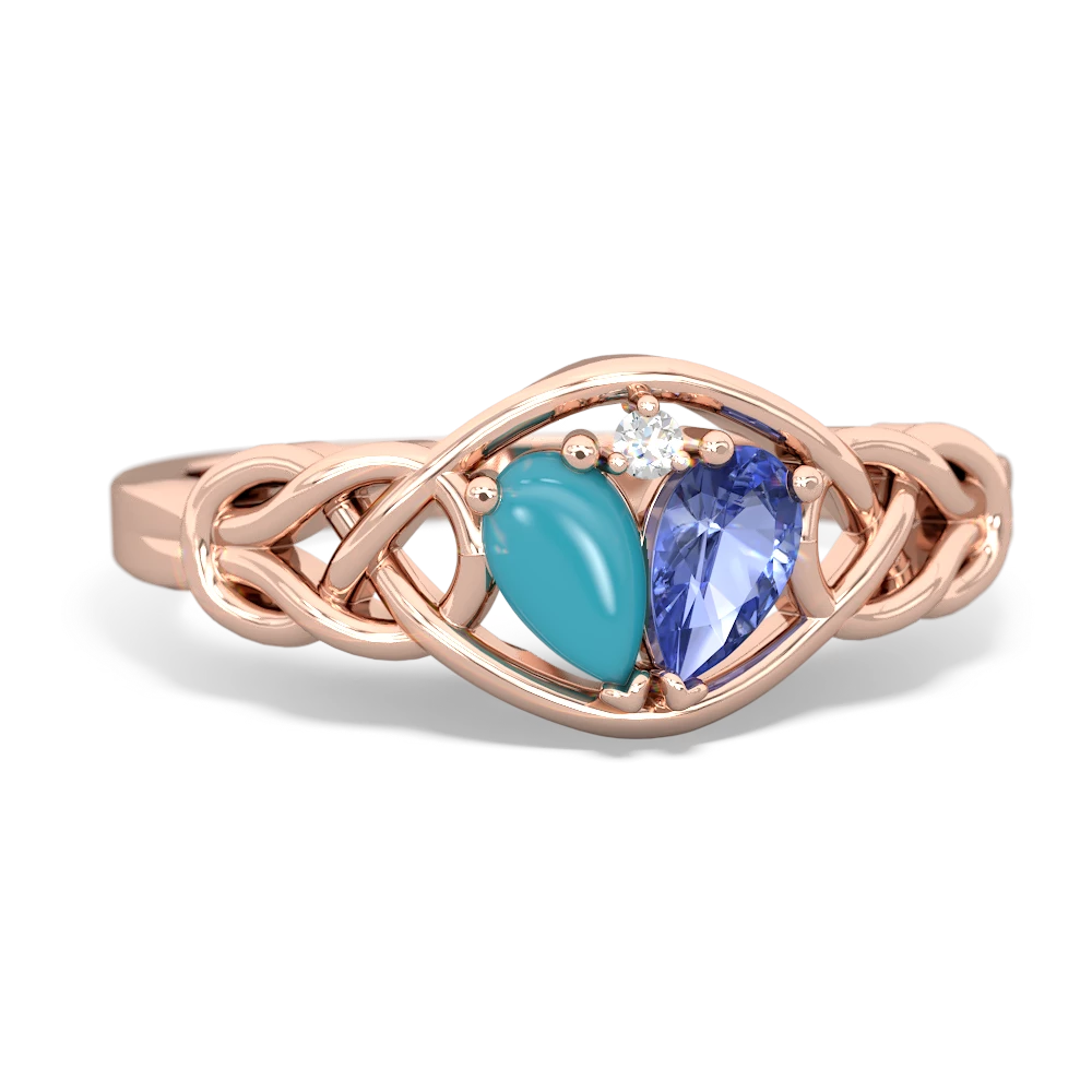 Turquoise Celtic Love Knot 14K Rose Gold ring R5420