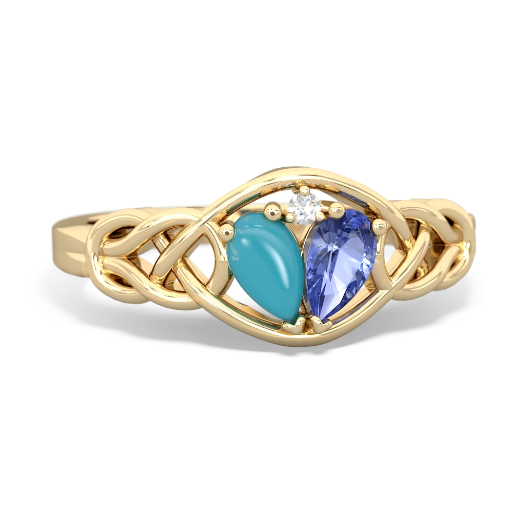 Turquoise Celtic Love Knot 14K Yellow Gold ring R5420