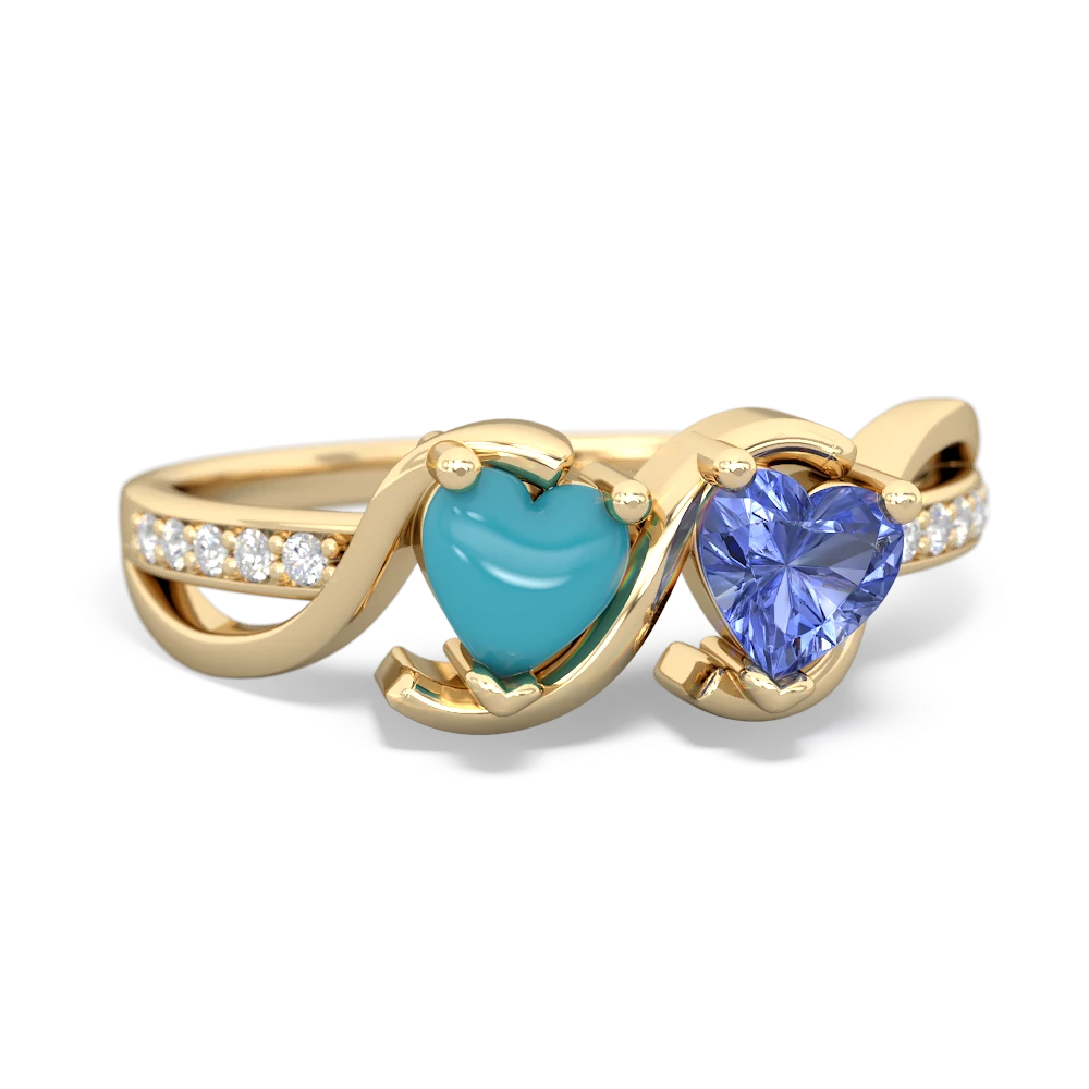 Turquoise Side By Side 14K Yellow Gold ring R3090