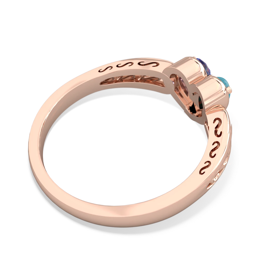 Turquoise Filligree 'One Heart' 14K Rose Gold ring R5070