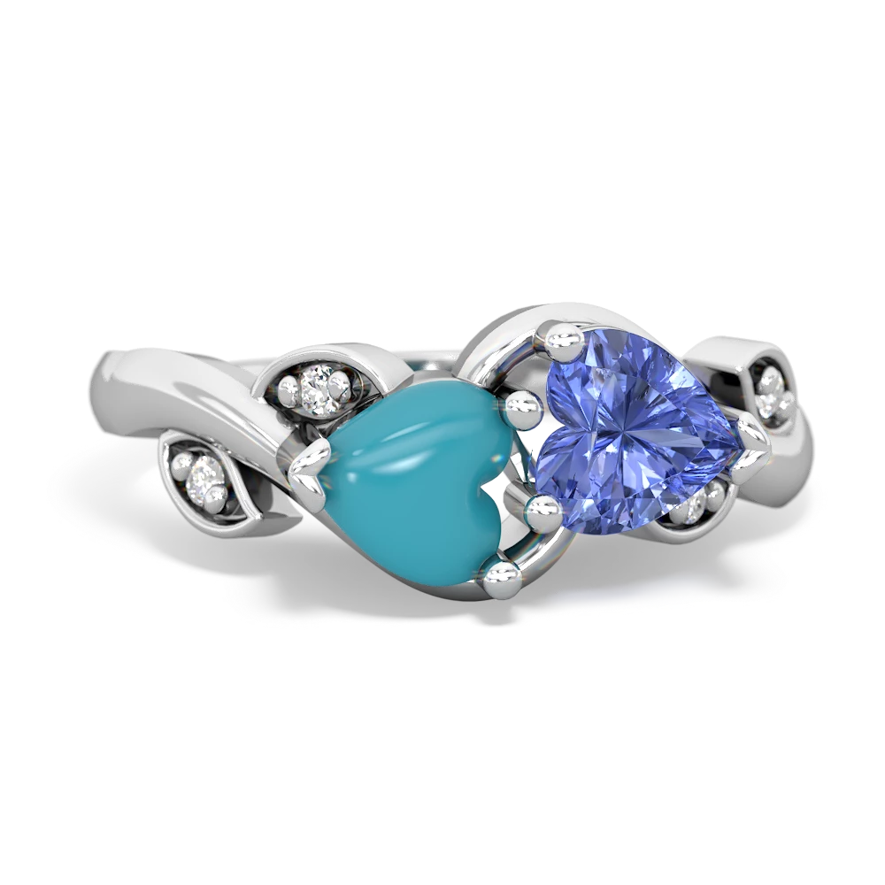 Turquoise Floral Elegance 14K White Gold ring R5790