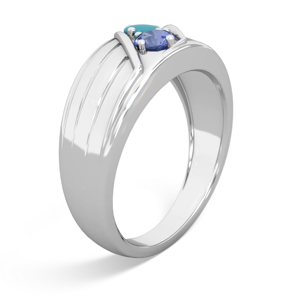 Turquoise Men's Streamline 14K White Gold ring R0460