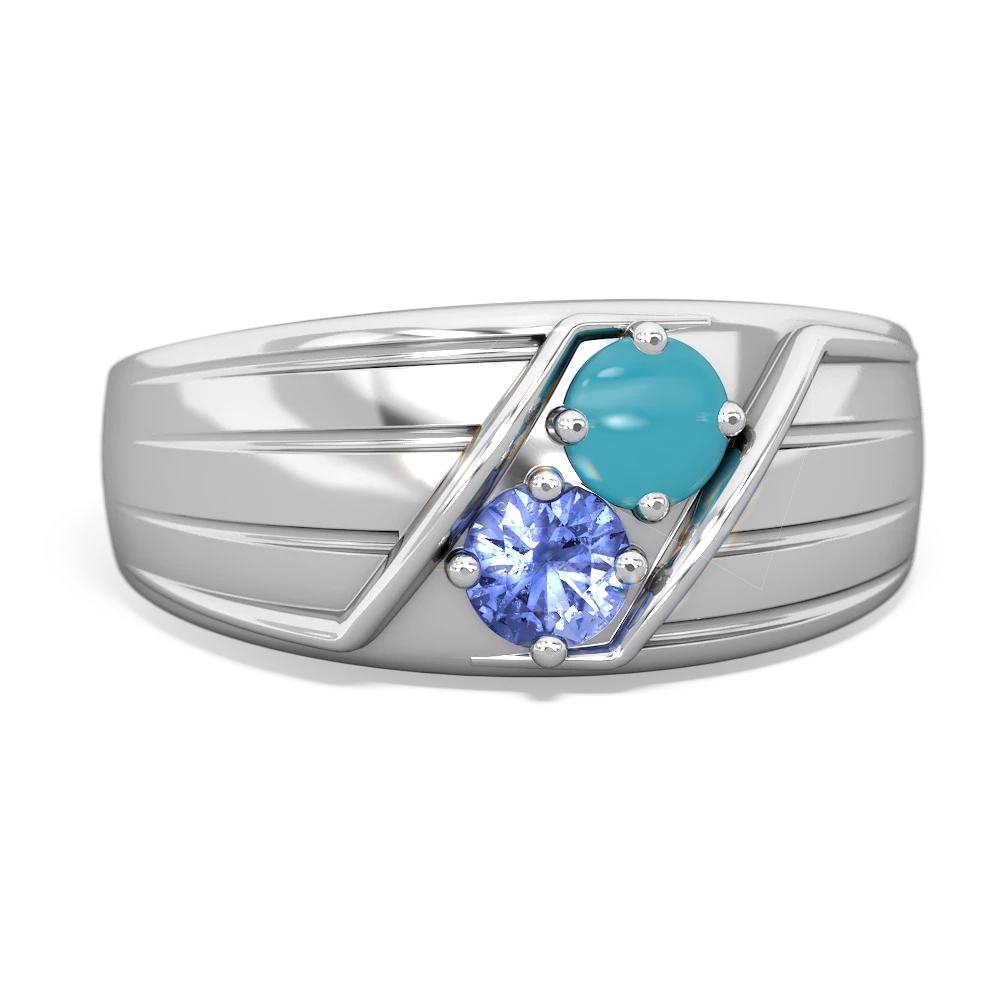 Turquoise Men's Streamline 14K White Gold ring R0460